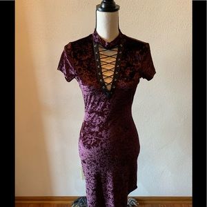 Almost Famous burgundy velvet mini dress